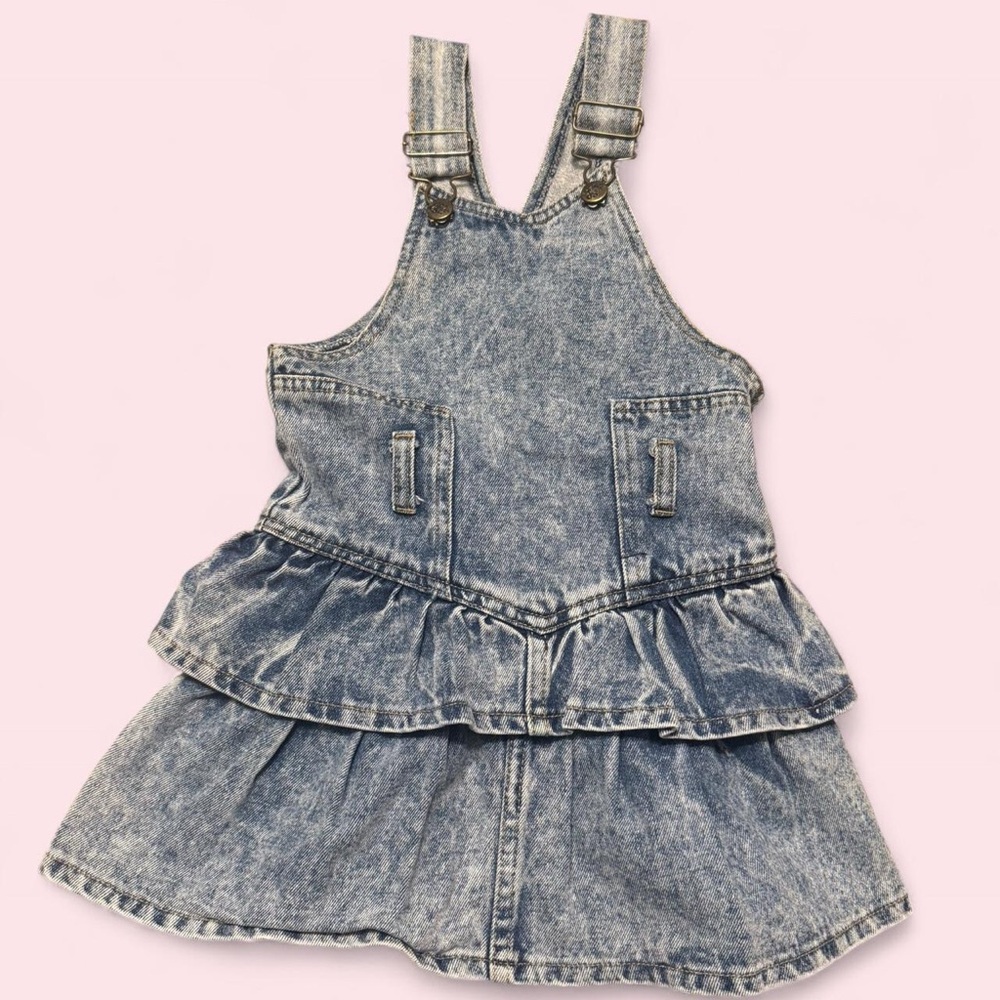 90s Jet Set Kids Stone Washed Denim Pinafore Dress